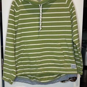 Orvis Olive and White Striped Pullover